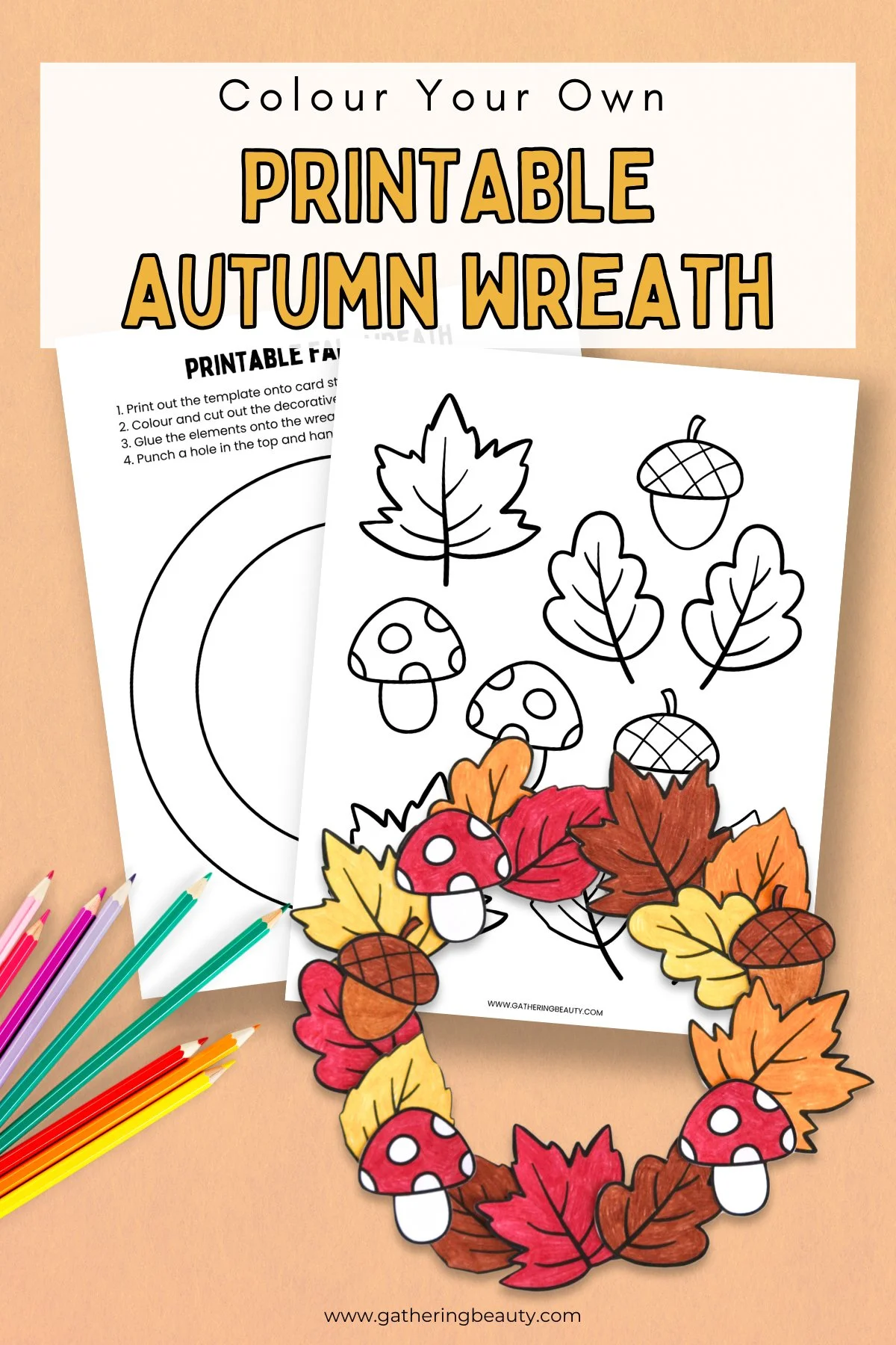 printable fall leaf wreath — gathering beauty